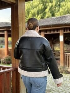 Kısa içi kürklü deri mont Z.R siyah