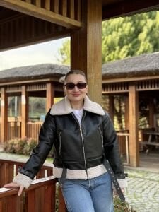 Kısa içi kürklü deri mont Z.R siyah