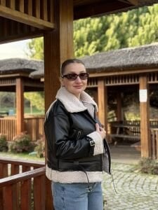 Kısa içi kürklü deri mont Z.R siyah