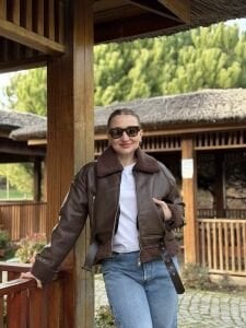 Kısa içi kürklü deri mont Z.R kahve