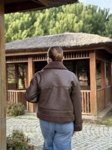 Kısa içi kürklü deri mont Z.R kahve