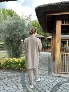 Biyeli tam fermuarlı Takım Taş