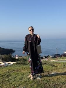 PREMİUM Etnik tasarım Çiçek Viskon Elbise SİYAH