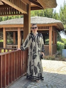 Yaprak Viskon katleya elbise siyah