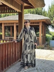 Yaprak Viskon katleya elbise siyah