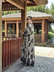 Yaprak Viskon katleya elbise siyah