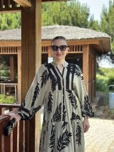 Yaprak Viskon katleya elbise siyah