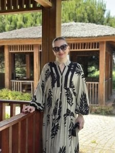 Yaprak Viskon katleya elbise siyah