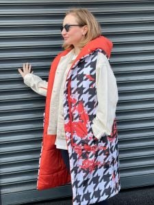 Çift taraflı yelek turuncu-beyaz