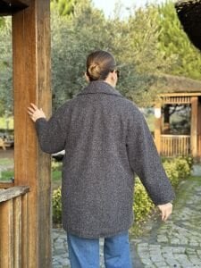 Keçe kaşe kaban çift düğmeli Antrasit