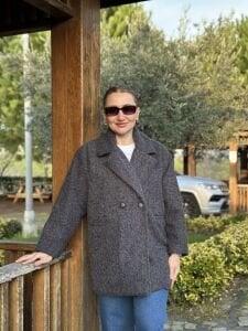 Keçe kaşe kaban çift düğmeli Antrasit