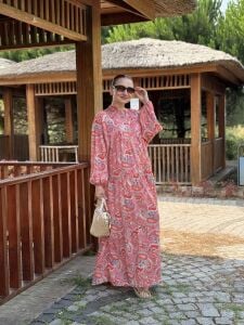 Pembe şal desen modal tensel katleya