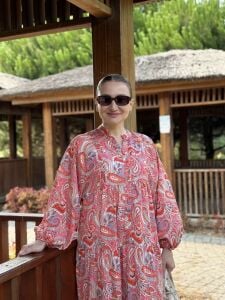 Pembe şal desen modal tensel katleya