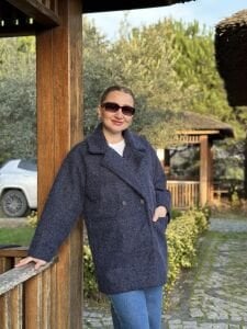 Keçe kaşe kaban çift düğmeli Lacivert