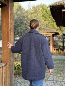 Keçe kaşe kaban çift düğmeli Lacivert