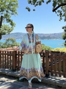 Miami pamuk tensel elbise Nil yeşili