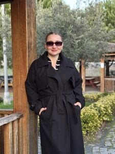 Siyah OVERSİZE kuşaklı kaşe Kaban