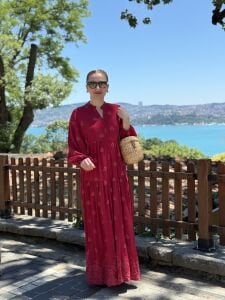 Jena Viskon katleya elbise kırmızı