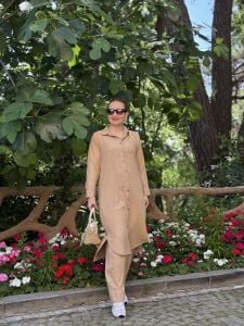 A.akay Boncuk Keten Takım 6100 camel