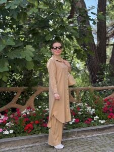 A.akay Boncuk Keten Takım 6100 camel