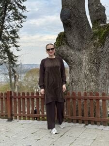 A.akay Cupra desenli takım kahve(1010)