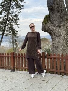 A.akay Cupra desenli takım kahve(1010)