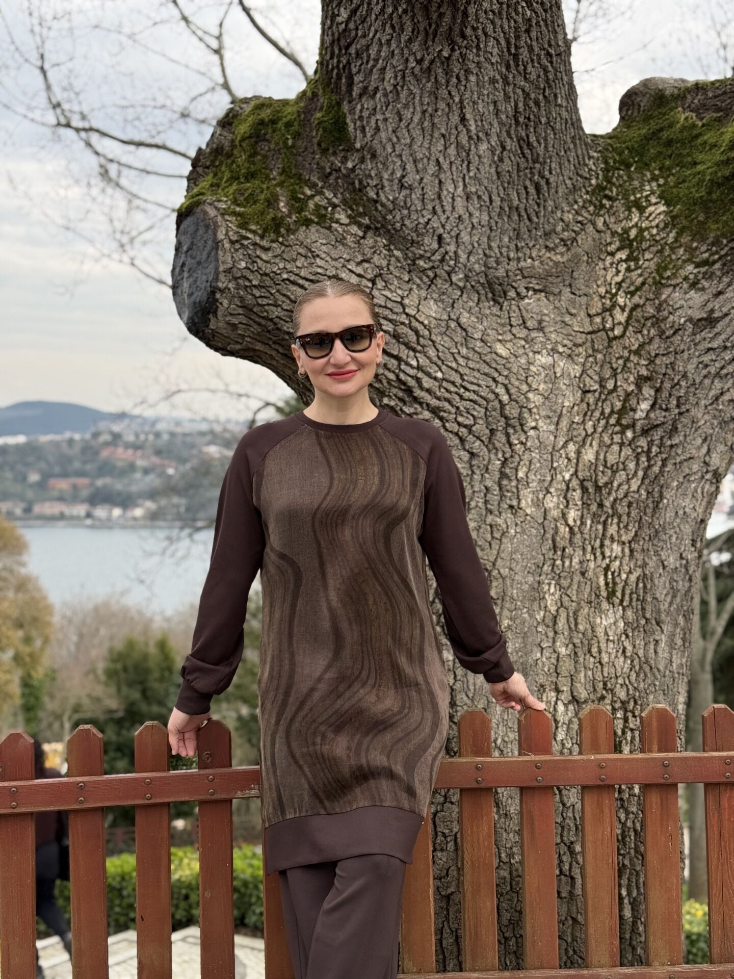 A.akay Cupra desenli takım kahve(1010)