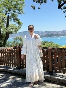Jena Viskon katleya elbise beyaz