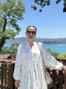 Jena Viskon katleya elbise beyaz