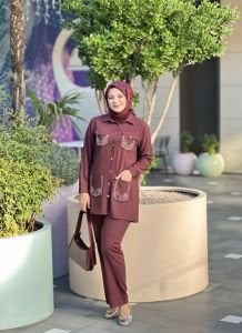 Taşlı Ceket Takım Bordo