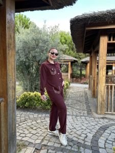 Taşlı Ceket Takım Bordo