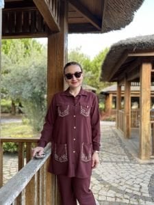 Taşlı Ceket Takım Bordo