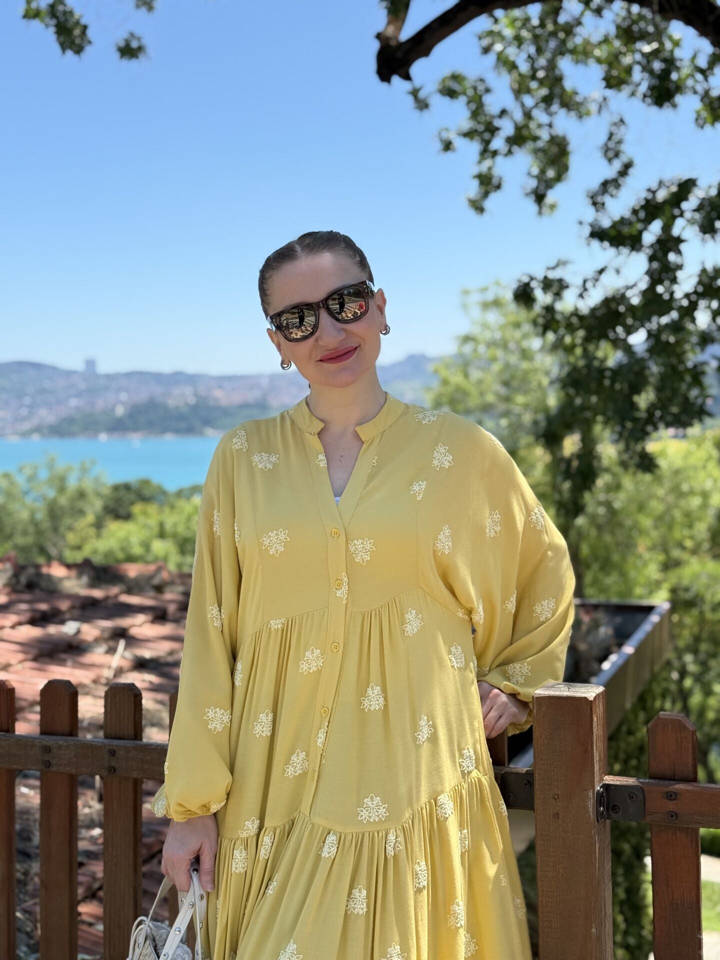 Jena Viskon katleya elbise Sarı