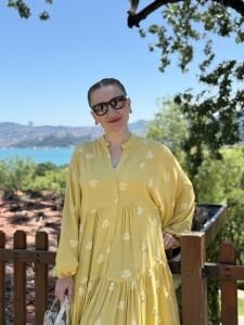 Jena Viskon katleya elbise Sarı