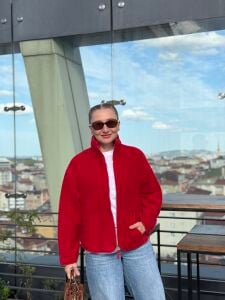 Fermuarlı Yumoş polar kırmızı