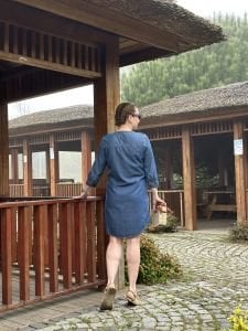 Orjinal Tensel kot elbise tunik lacivert