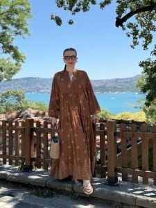 Jena Viskon katleya elbise taba