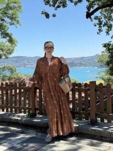 Jena Viskon katleya elbise taba