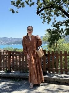 Jena Viskon katleya elbise taba