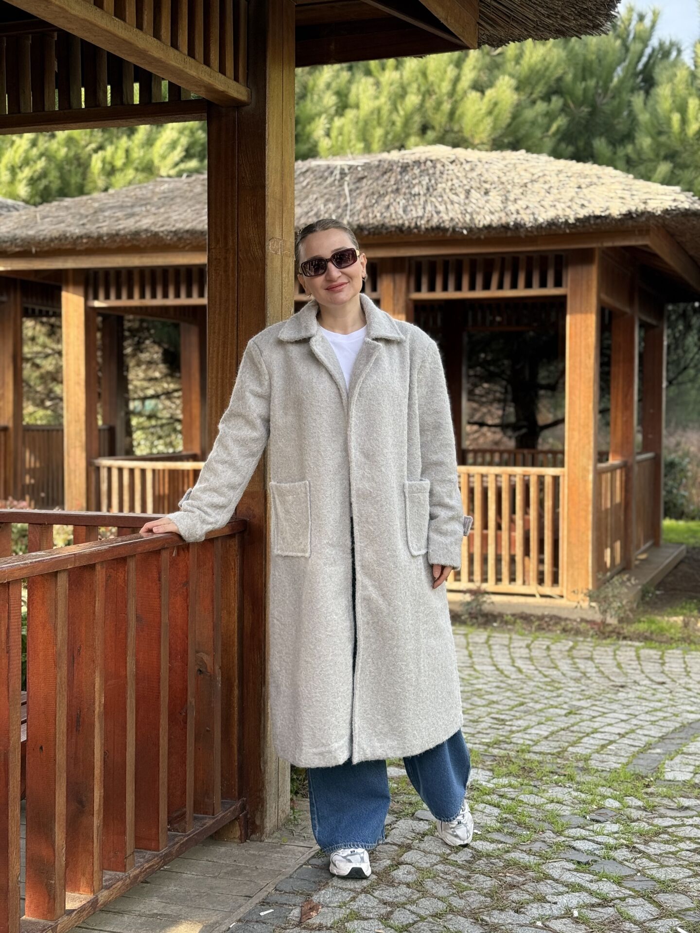 Uzun Keçe Kaşe kaban Gri