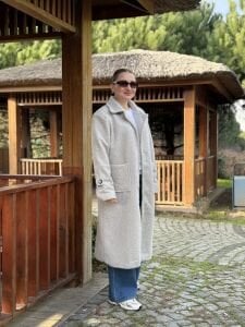 Uzun Keçe Kaşe kaban Gri