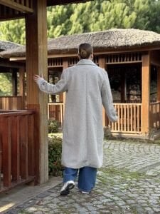 Uzun Keçe Kaşe kaban Gri