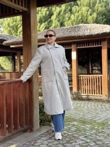 Uzun Keçe Kaşe kaban Gri