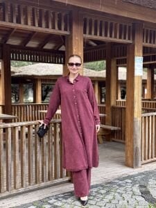 A.akay Lale Nakışlı Takım(6016) Bordo