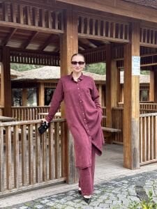 A.akay Lale Nakışlı Takım(6016) Bordo