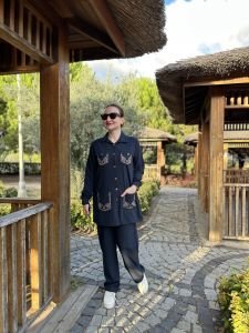 Taşlı Ceket Takım Lacivert