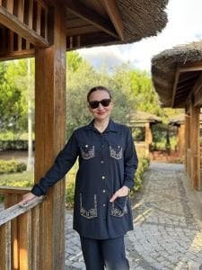 Taşlı Ceket Takım Lacivert