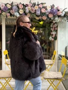 Premium Astarlı KÜRK uzun Siyah