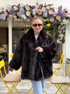 Premium Astarlı KÜRK uzun Siyah