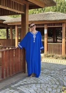 V yaka geniş kalıp elbise 2018 saks